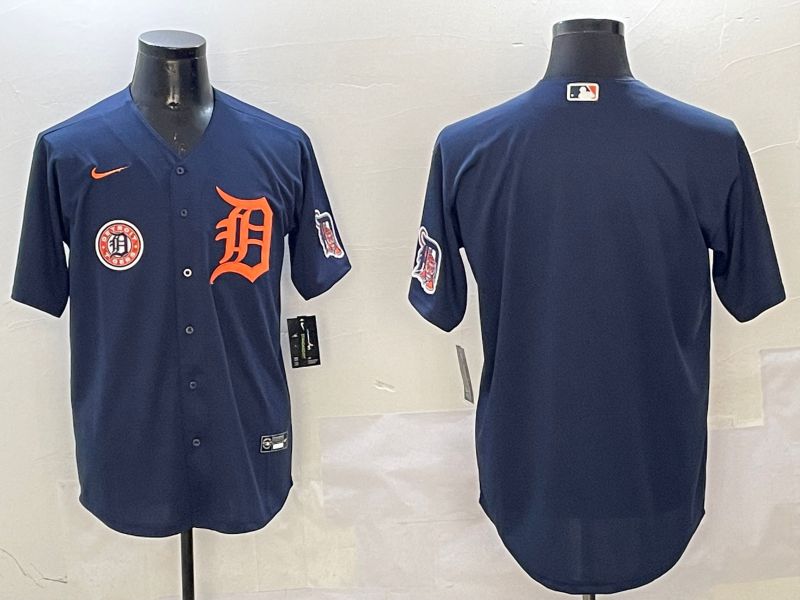 Men Detroit Tigers Blank Drak Blue Game 2025 Nike MLB Jersey style 1->detroit tigers->MLB Jersey